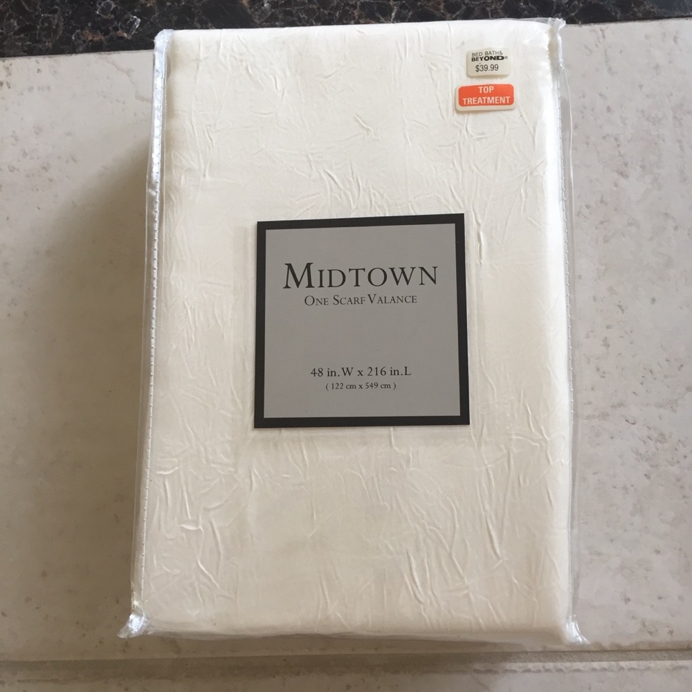 Midtown Window Scarf Valance Cream 48” W x 216” L - Picture 3 of 3